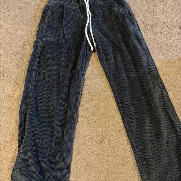 aerie Charcoal Gray Corduroy Drawstring Joggers - Picture 2 of 7
